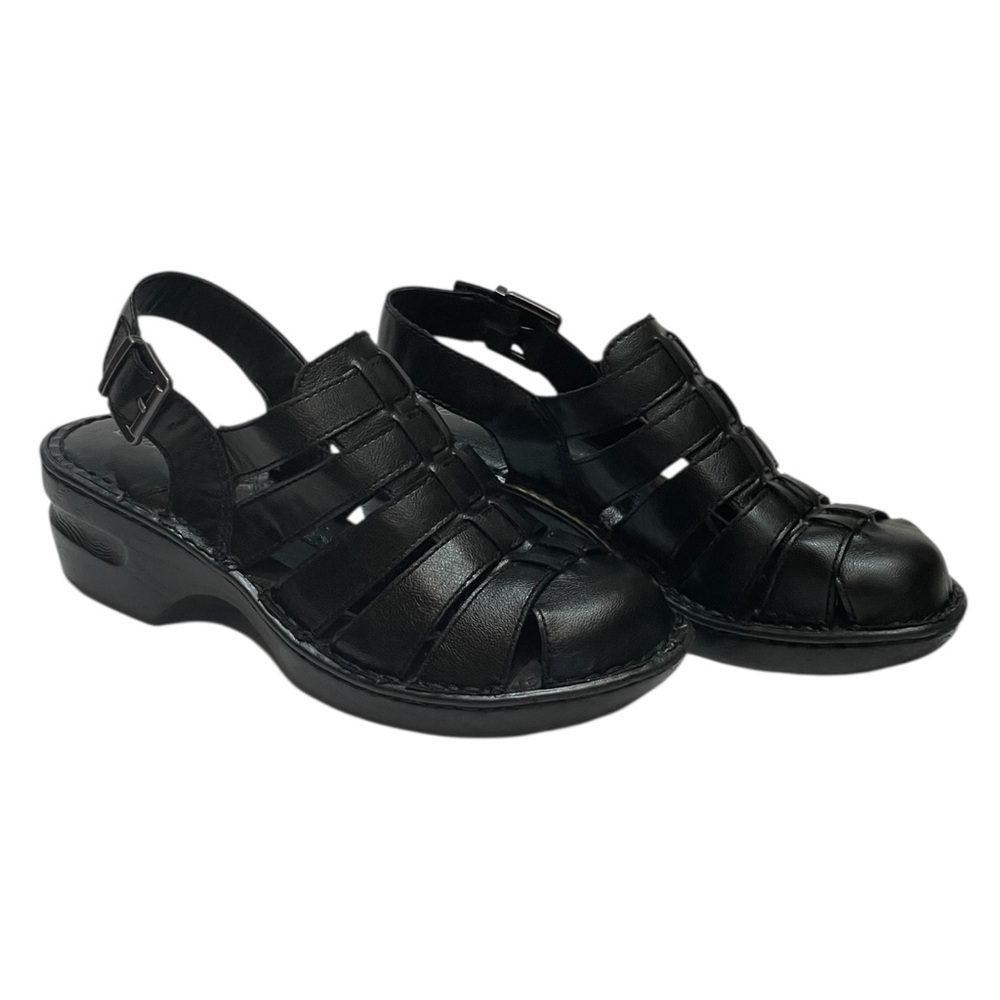 B.O.C. BORN CONCEPT BLACK FISHERMANS WOVEN SLINGBACK SANDALS SZ 9 MED EUC